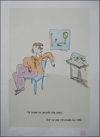 Un amusant dessin titr Consultation des toiles, ralis aussi par une star de la chanson anglaise, qui est ?