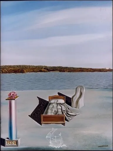 Qui a peint Composition surraliste avec personnages invisibles ?