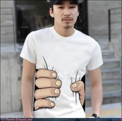 Rvez-vous d'avoir la taille plus mince... ? Voici le T-shirt qu'il vous faut. Comment appelle-t-on ce genre de chose ?