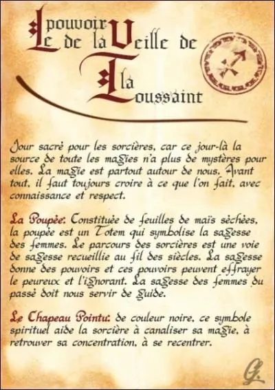 Qui monta sur un balai volant la veille de la Toussaint pour effrayer les hommes du village ?