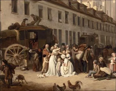 Qui a peint  L'arrive d'une diligence dans la cour des messageries  ?