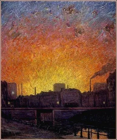 Canal  Gand, essai de soleil couchant, 1888