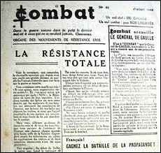Quel est le titre du journal lancé en juillet 1941 dans la clandestinité par le mari de cette dernière ? C'était l'un des principaux journaux de la résistance avec "Combat"