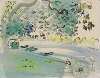 Qui a peint Barque au bord de la rivire et charette ?