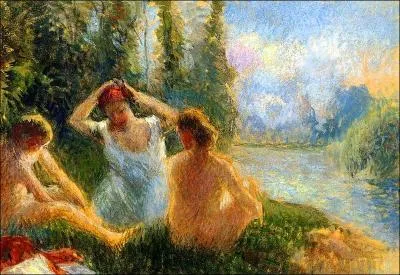 Qui a peint  Baigneuses assises au bord d'une rivire  ?