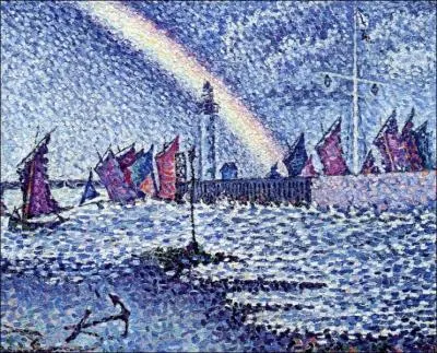 Entr�e du port de Honfleur par un des co-fondateurs du pointillisme post impressionniste (1863-1935).