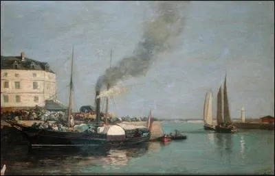 La jet�e � Honfleur, par un peintre normand (1824-1898) pr�curseur de l'impressionnisme qui peignit, entre autres, et avec une grande finesse, les bords de mer de sa r�gion .