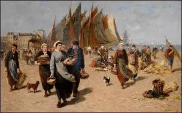 Retour de la p�che � Honfleur par un peintre normand qui fonda en 1888 le mus�e municipal de Honfleur.