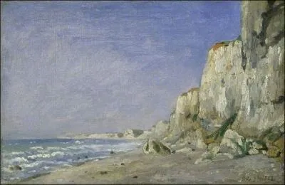 Falaises pr�s de Dieppe (1862) par un peintre normand (1810-1880) qui fr�quentait la Ferme Saint-Sim�on et dont l'oeuvre est proche de l'impressionnisme avec qui il exposa d�s 1874.