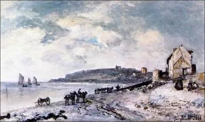 La plage de Sainte Adresse (1862) par un peintre arriv� en France en 1846 et o� il mourut dans un asile psychiatrique � Grenoble en 1891.