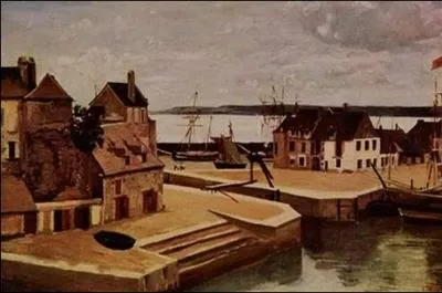 Maisons sur le quai � Honfleur (c. 1825) par le plus d�licat des paysagistes pr�-impressionnistes de l'�cole de Barbizon.