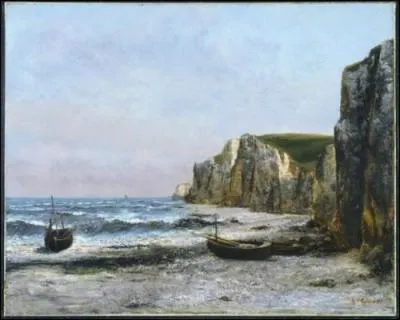 Les falaises � Etretat (1866) par un peintre franc-comtois, r�aliste et engag� dont l'oeuvre et les opinions firent souvent scandale.