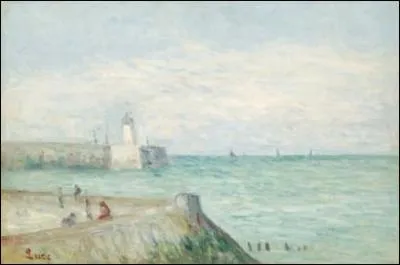 Le Tr�port, la sortie du port (c. 1935-37) par un peintre surtout connu comme pointilliste. Antimilitariste et anarchiste il peignit la Grande Guerre.