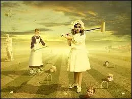 Et ici quelle pochette est  l'origine de cette reconstitution, o l'on voyait une femme jouer au croquet avec des ttes humaines, dans un esprit enfantin ?