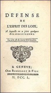 Qui a crit  Dfense de l'esprit des lois , en 1750 ?