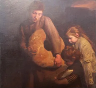 Aprs tous les efforts de fenaisons et moissons, il parat normal que chacun se restaure d'un bon pain fait  l'ancienne. Quel artiste connu pour l'art du camouflage militaire peignit ce tableau ?