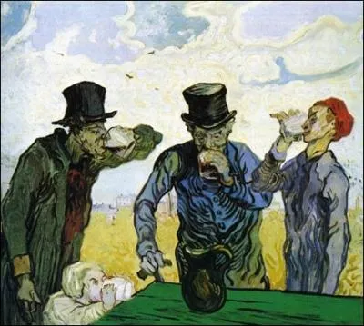 Qui est l'auteur de cette peinture Post-impressionniste intitule   les buveurs , Saint-Rmy   et date de 1890 ?
