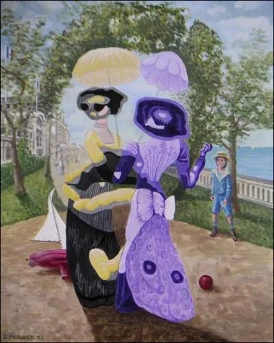 Dans cette peinture amphibologique les jeunes filles en fleurs reprsentent le visage de l'auteur du deuxime tome dans la srie qui en contient 7.