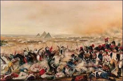 Napoléon souhaite marcher au plus vite sur Le Caire, afin de surprendre le commandement égyptien qui n'a pas eu le temps de préparer sa défense. Comment est appelée la grande victoire contre les Mamelouks près de Gizeh (21 juillet 1798) ?