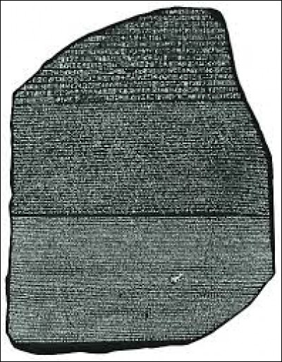 La stèle est écrite en 3 langues; le hiéroglyphe, le grec ancien et le ...
