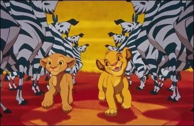 Sur quel animal sont Simba et Nala en haut de la pyramide d'animaux  la fin de la chanson  Je voudrais dj tre roi  ?