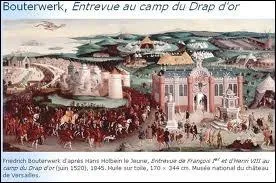 En 1520, le roi de France et Henri VIII d'Angleterre se rencontrent pour signer un accord au Camp du Drap d'Or prs de Calais et s'affrontent dans une lutte amicale. De quel souverain s'agit-il ?
