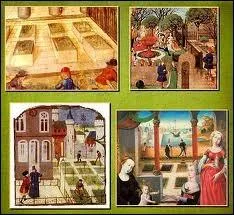 - des pavillons ronds ou carrs, des tonnelles de buis ou d'if taill formant des (... ),