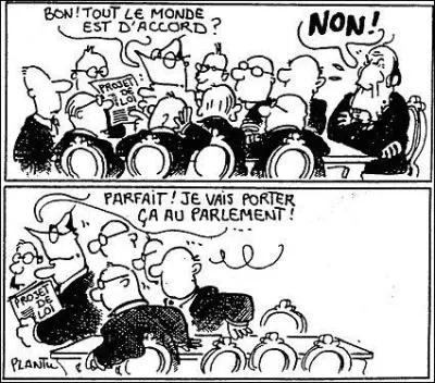 Comment appelle-t-on le fait que le Président de la République soit parfois obligé d'appeler un Premier ministre qui n'est pas de son bord quand l'Assemblée nationale est dominée par l'opposition ? (Dessin de Plantu)