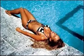 Au bord de la piscine, dans Swimming pool, qui se fait ainsi dorer au soleil ?