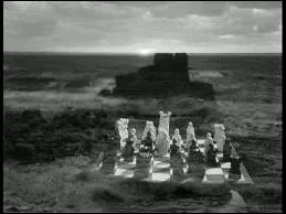 En 1958 sort (en France) un film sudois qui traite de l'intemporel souci que possdent les hommes face  la mort. Tourne en noir et blanc, cette oeuvre se droule au Moyen-ge. Qui la ralise ?