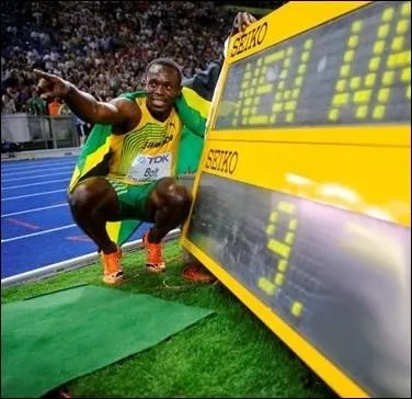 Quel est le record du monde actuel du 100 m masculin, dtenu depuis le 18 aot 2009  Berlin par l'athlte jamacain Usain Bolt ?