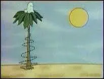 Petites disputes entre les deux personnages colors  coup de noix de coco pour grimper en haut du cocotier.