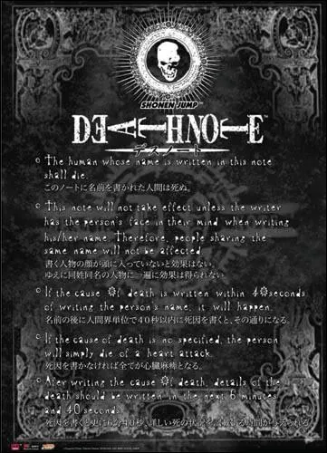 Le propriétaire du "Death Note" doit respecter toutes les règles écrites par un Shinigami.