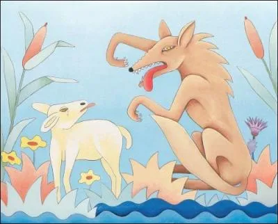 "Un agneau se ... . dans le courant d'une ... . pure". Complétez et dites de quelle fable est tirée ce vers.