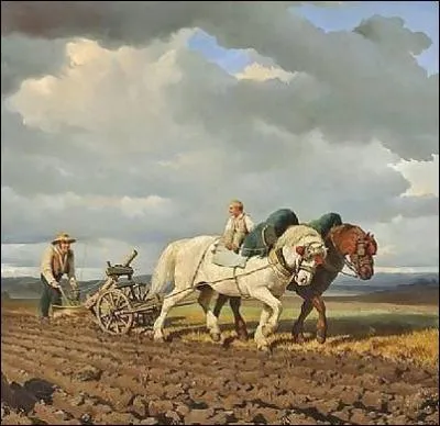 Peintre et sculptrice franaise, spcialise dans les reprsentations animalires , elle a ralis cette toile en 1844 intitule  Le labourage  ... .