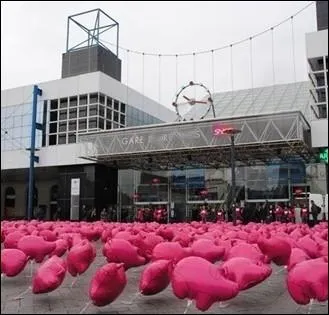 Dans quelle rgion, pour changer le regard sur leur profession, les leveurs de porcs ont lch devant la gare de leur capitale rgionale un millier de baudruches roses en forme de cochon ?