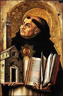 Histoire - Saint italien ayant vécu de 1226 à 1274, disciple de saint Albert le Grand, il tire sa méthode théologique d'Aristote et enseigne que l'âme est la forme du corps.