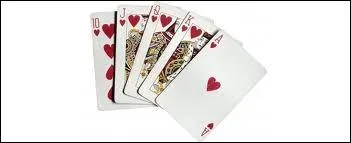 Cette main de cinq cartes scantes de mme couleur est la plus haute possible dans ce jeu ...