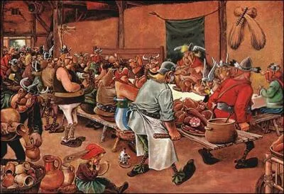 - devant une table (... ) encombrée de (... ),