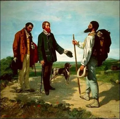 La majorit des oeuvres du peintre franais du XIXime Gustave Courbet , comme ce tableau intitul   Bonjour Mr Courbet   de 1854 sont du courant ... .