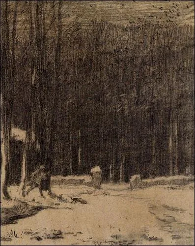 Qui a peint La porte aux vaches par temps de neige ?