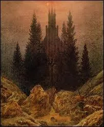 Qui a peint  Croix et cathdrale dans la montagne  ?