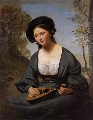 Jeune femme avec une toque et une mandoline, 1850-55