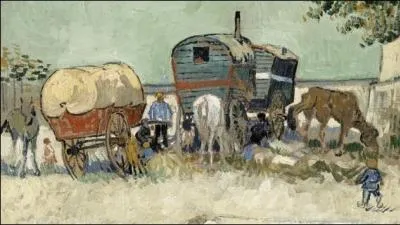 Les roulottes, campement de bohmiens aux environs d'Arles , 1888