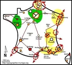 Qui dsigne l'ensemble hirarchis de villes d'une rgion ou d'un pays domin par une mtropole.