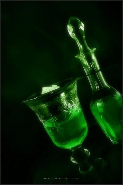  L'absinthe a une couleur magnifique, le vert. Un verre d'absinthe est tout aussi potique que n'importe quoi d'autre au monde. Quelle diffrence y a-t-il entre un verre d'absinthe et un coucher de soleil ?   C'est de :