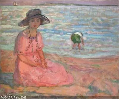 Qui a peint Femme  la robe rose au bord de mer ?
