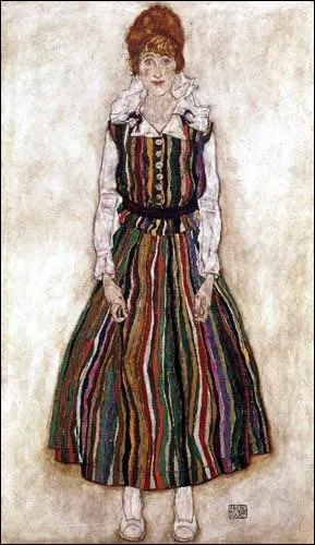 Qui a peint Edith en robe raye ?