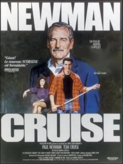Film amricain ralis par Martin Scorsese en 1986, adapt d'un roman de de Walter Tevis, avec Paul Newman, Tom Cruise, Forest Whitaker... .