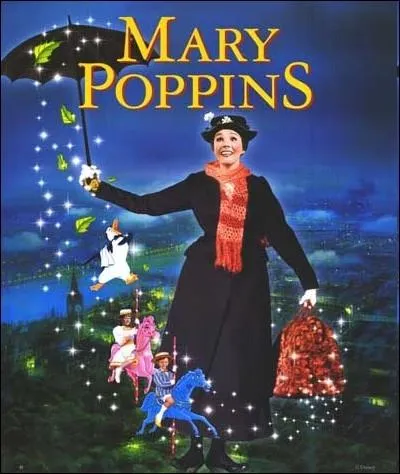 La gouvernante-magicienne  Mary Poppins , volant a l'aide de son parapluie, est un personnage sorti de l'imagination de ... . .